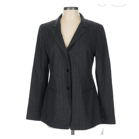 LAFAYETTE 148 New York Size 10 Gray pinstripe blazer jacket womens Wool NWT - Picture 1 of 11